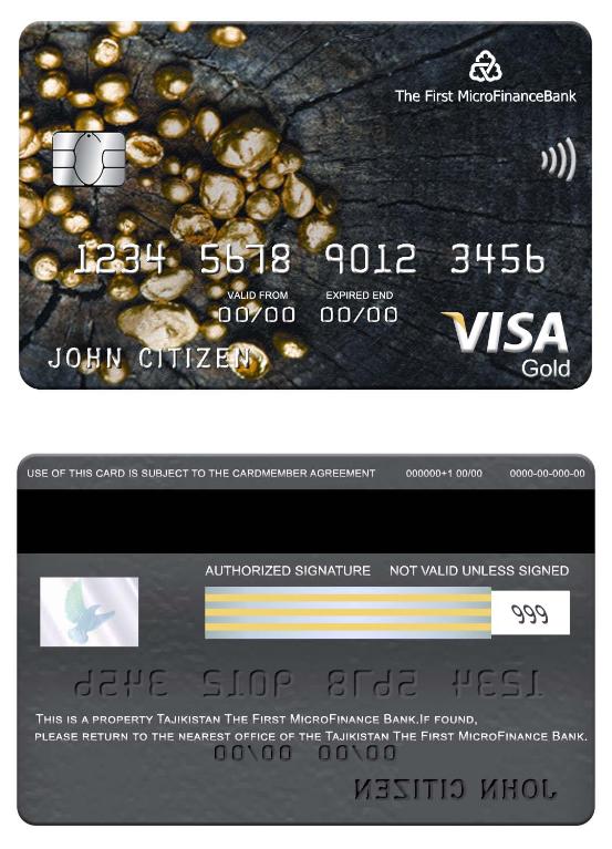 Tajikistan The First MicroFinance (FMFB) bank visa gold card